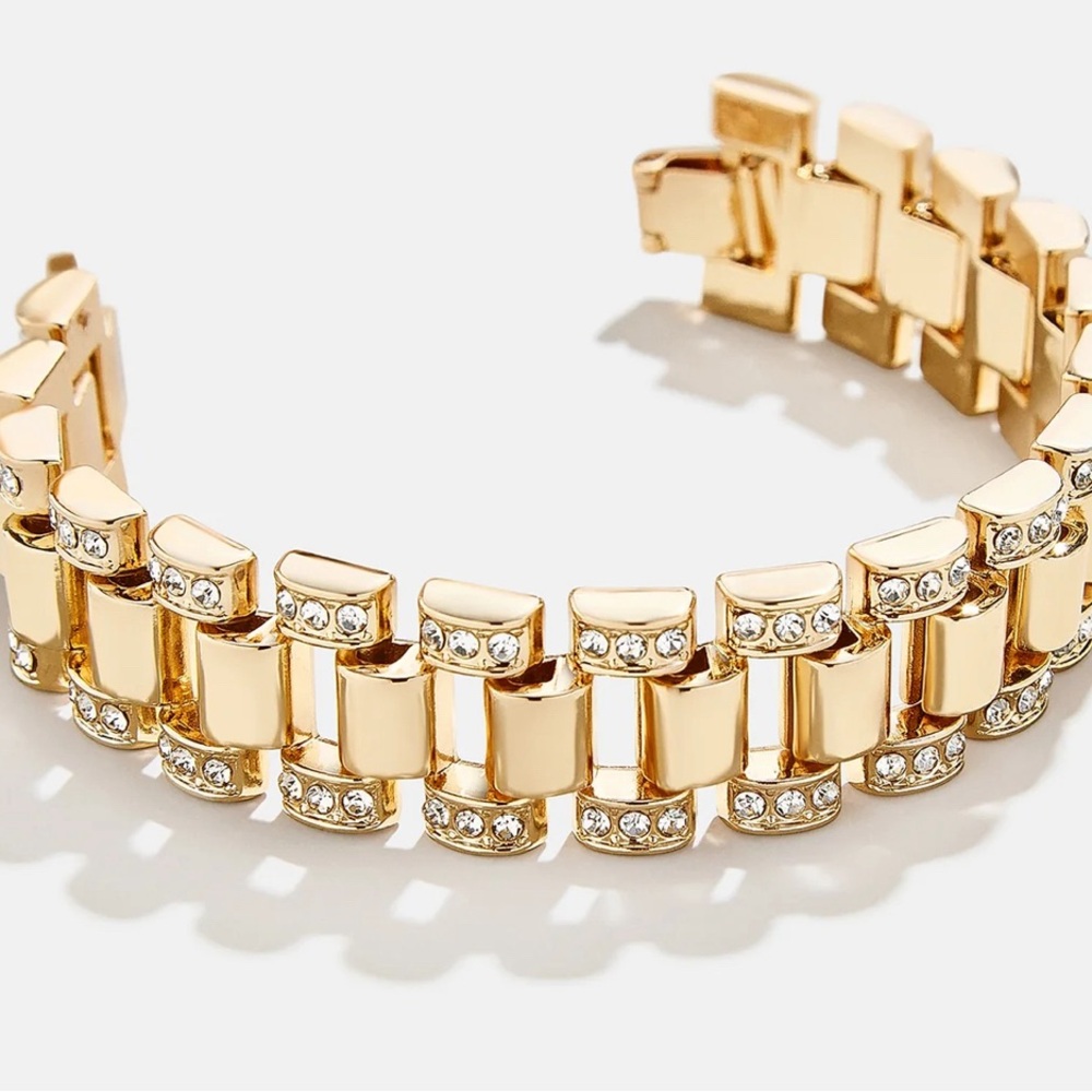ASHTON chunky gold plated bracelet with Swarovski crystal accents BNIB